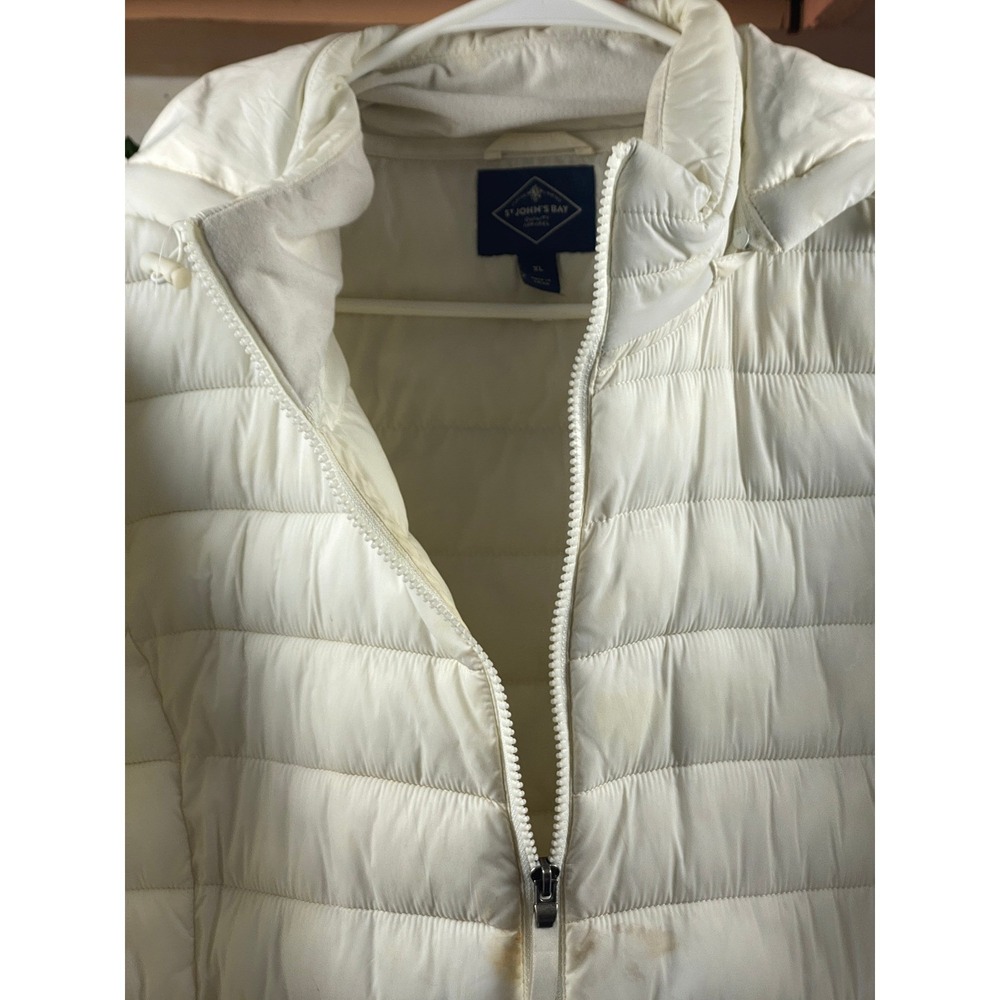 St Johns Bay Coat Womens Extra Large Hooded Lightweight Puffer Jacket Full Zip - Picture 3 of 6
